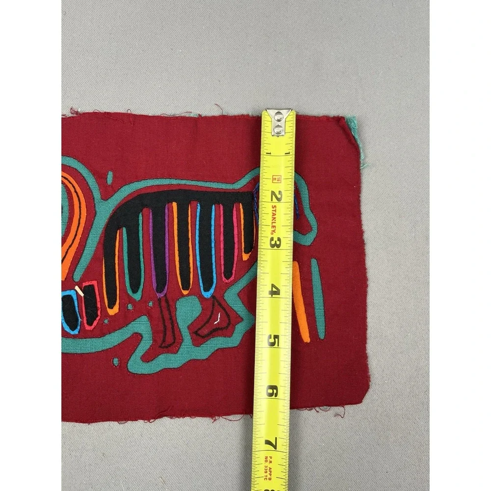 VTG Kuna Mola Hand Sewn Art Textile Fabric Folk‎ Fabric Squirrel  Quilt Block